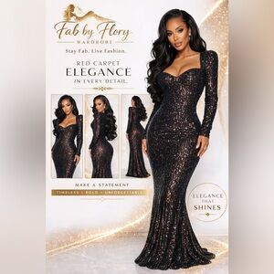 Affordable Luxury- under $60 Red Carpet Winner Sequin Maxi Dress - Black